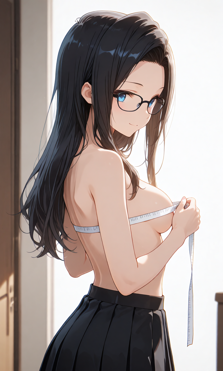 おっぱい測定(areola measuring)のプロンプト生成例
