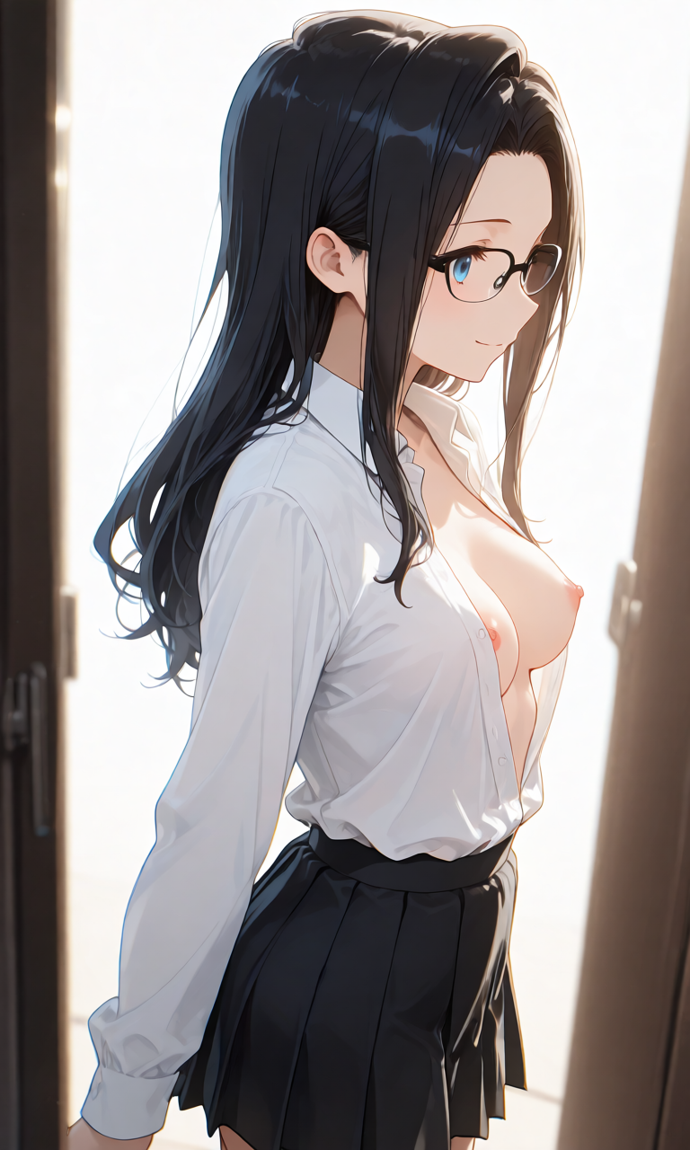 両乳を露出(breasts out)のプロンプト生成例