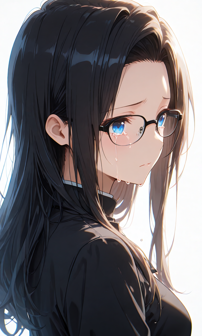 涙を流しながら泣いている表情プロンプトの生成例イラスト