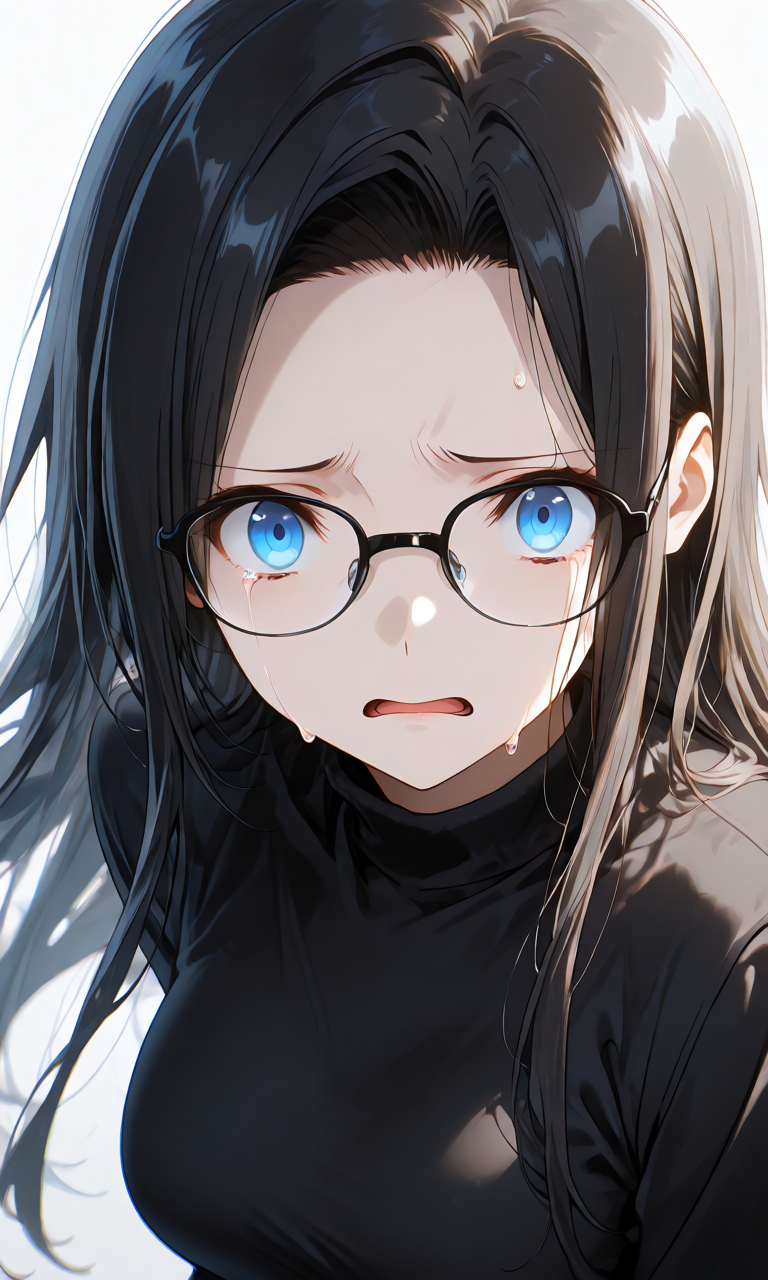 口の端を歪ませて打ちひしがれる絶望(強)プロンプトの生成例イラスト