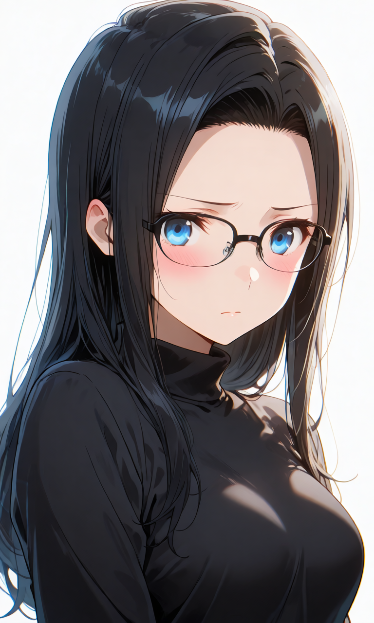 恥ずかしさにもじもじと身を縮める表情プロンプトの生成例イラスト