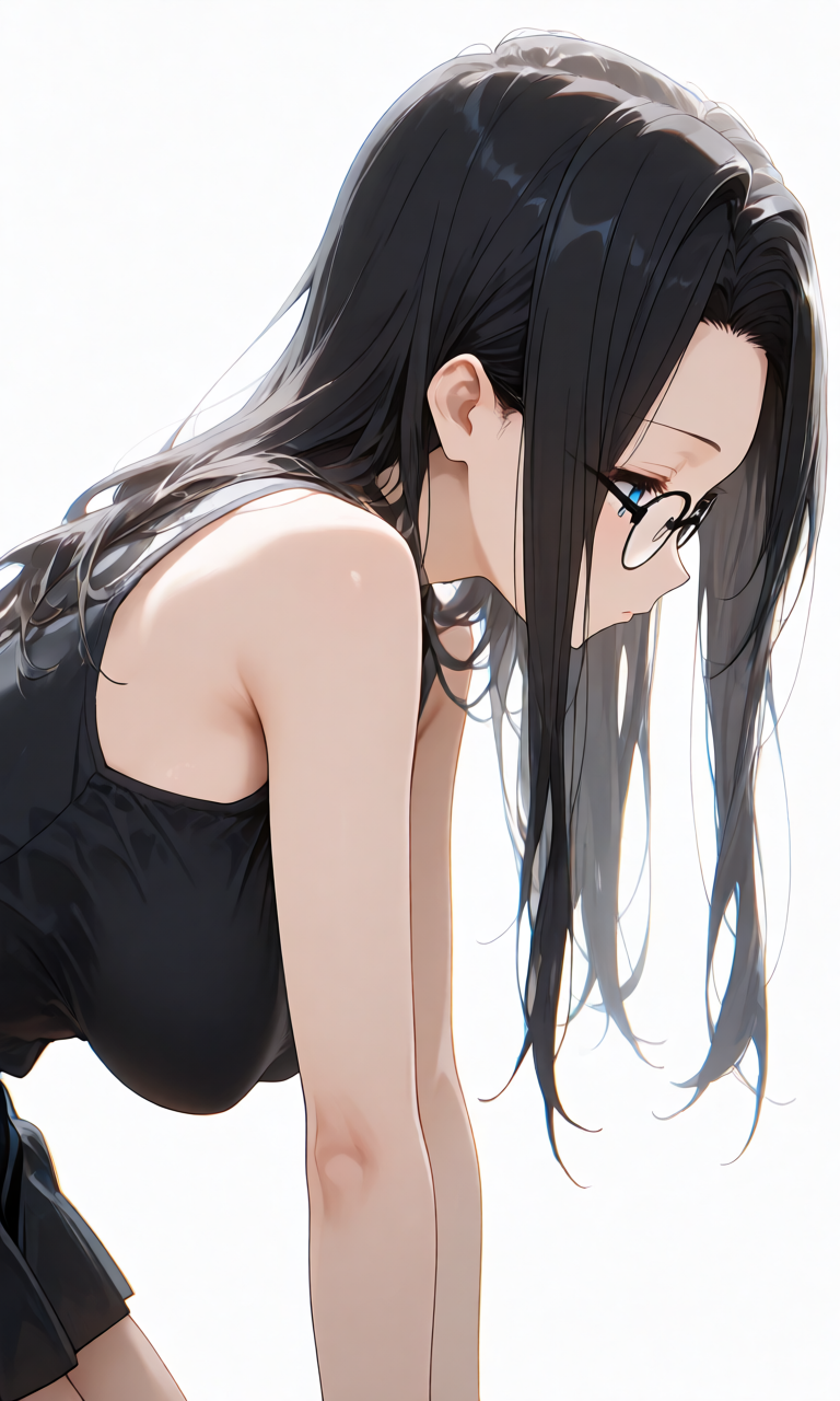 ぶら下がった乳(hanging breasts)のプロンプト生成例