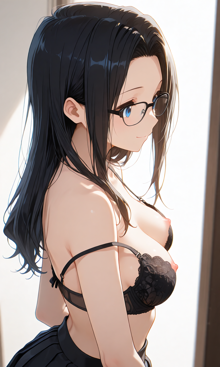 乳首はみだし(nipple slip)のプロンプト生成例