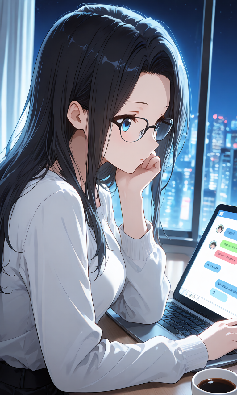 海外ファンからの月額支援メッセージを確認するイラストレーターのイメージイラスト