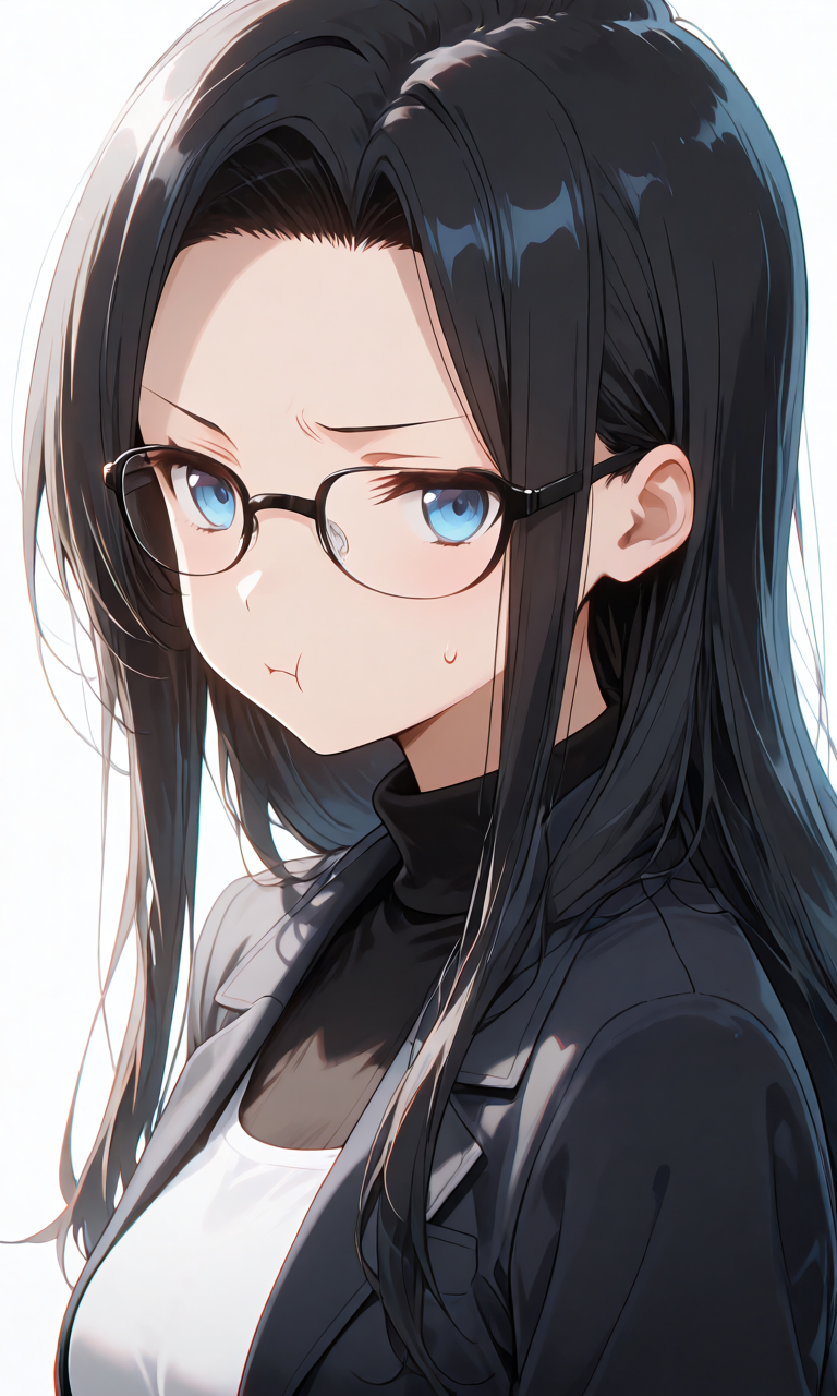 頬を膨らませて不貞腐れる表情プロンプトの生成例イラスト