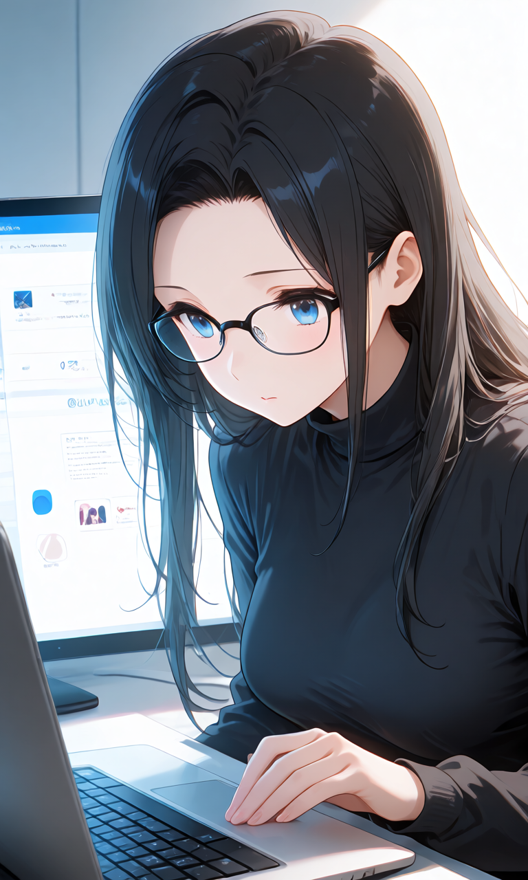 利用規約と公開先のルールをパソコンで確認する成人クリエイターのイメージイラスト