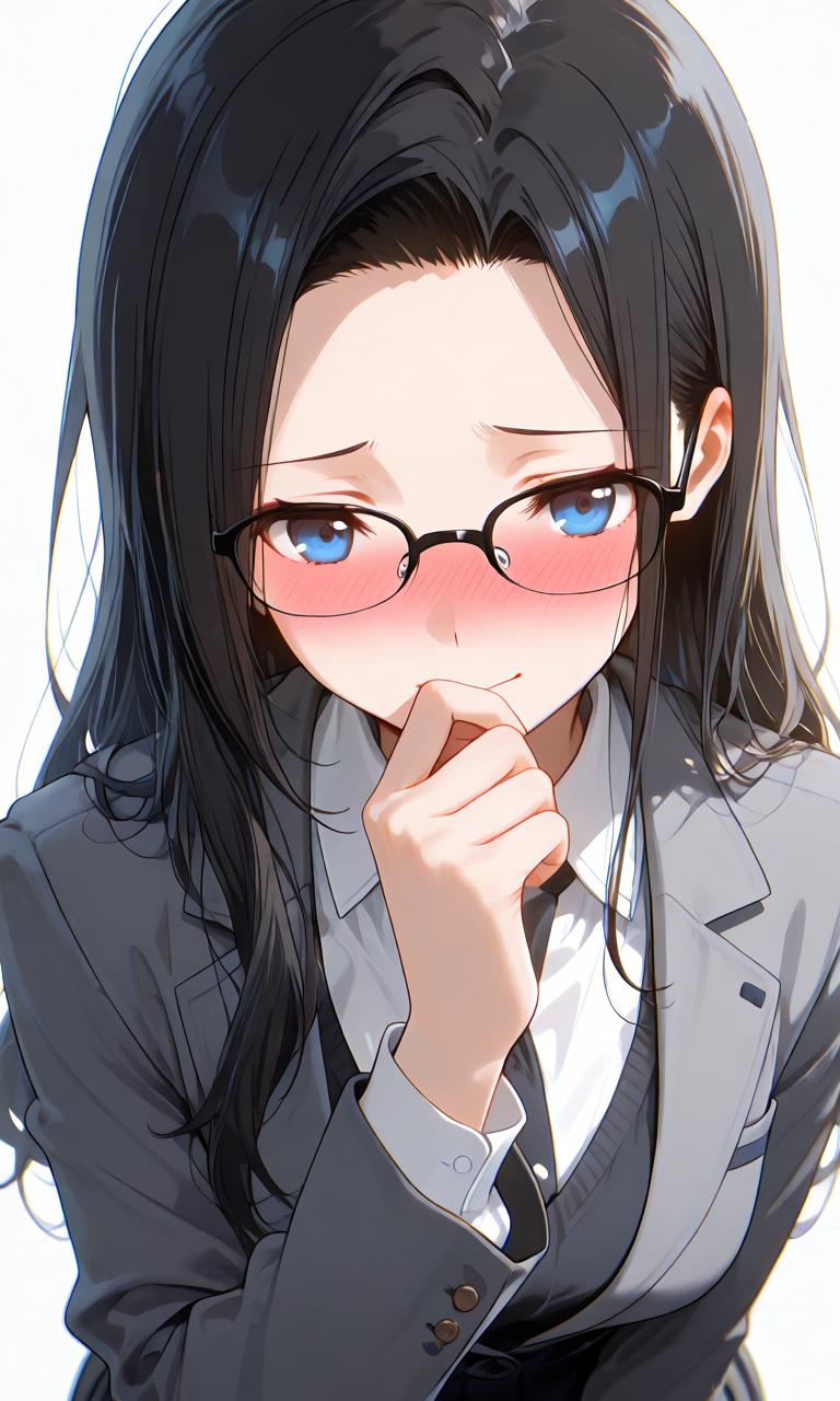 照れながらぎこちなく微笑む照れ笑いプロンプトの生成例イラスト