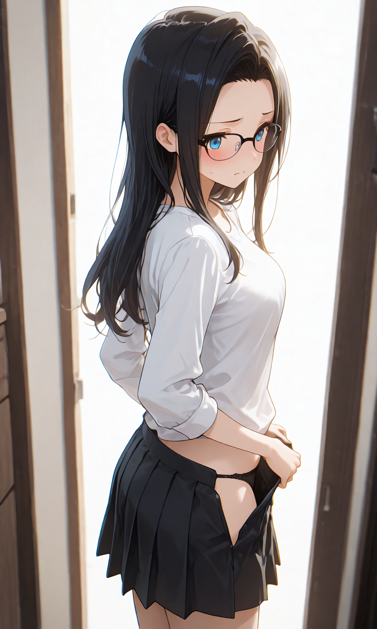 スカートを脱ぐプロンプト生成例