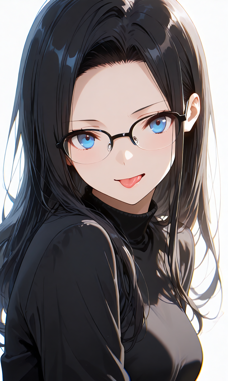 舌先で唇を舐める舌なめずりプロンプトの生成例イラスト