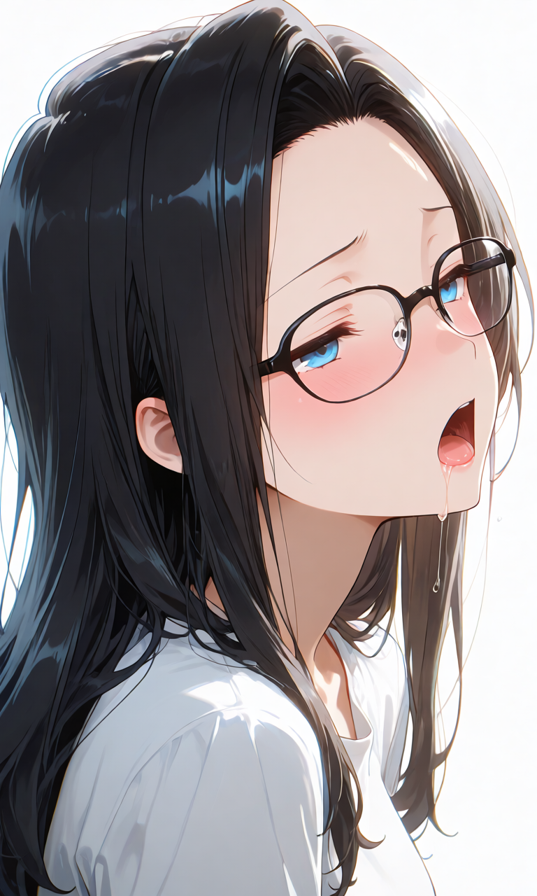 目を開けたまま涎を垂らす、トロ顔プロンプトの生成例イラスト