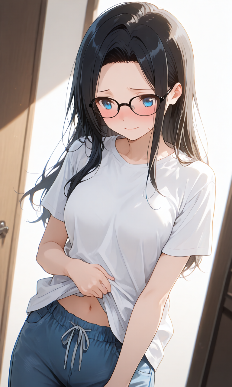Tシャツを脱ぐプロンプト生成例